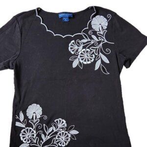 Karen Scott Casual Black Top || Small GUC